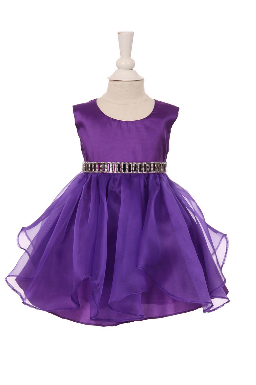 Purple elegant and cute cascade layers organza taffeta dress with detachable rhinestone belt Purple elegant and cute cascade layers organza taffeta dress with detachable rhinestone belt